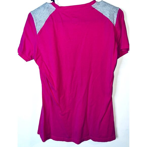 Nike Pink MUSC V-Neck Top Gray Mesh Shoulders Large - Picture 2 of 4